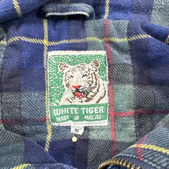 Vintage Jean Oversized Bomber Jacket with Tartan Plaid Lining Boyfriend - Picture 14 of 16